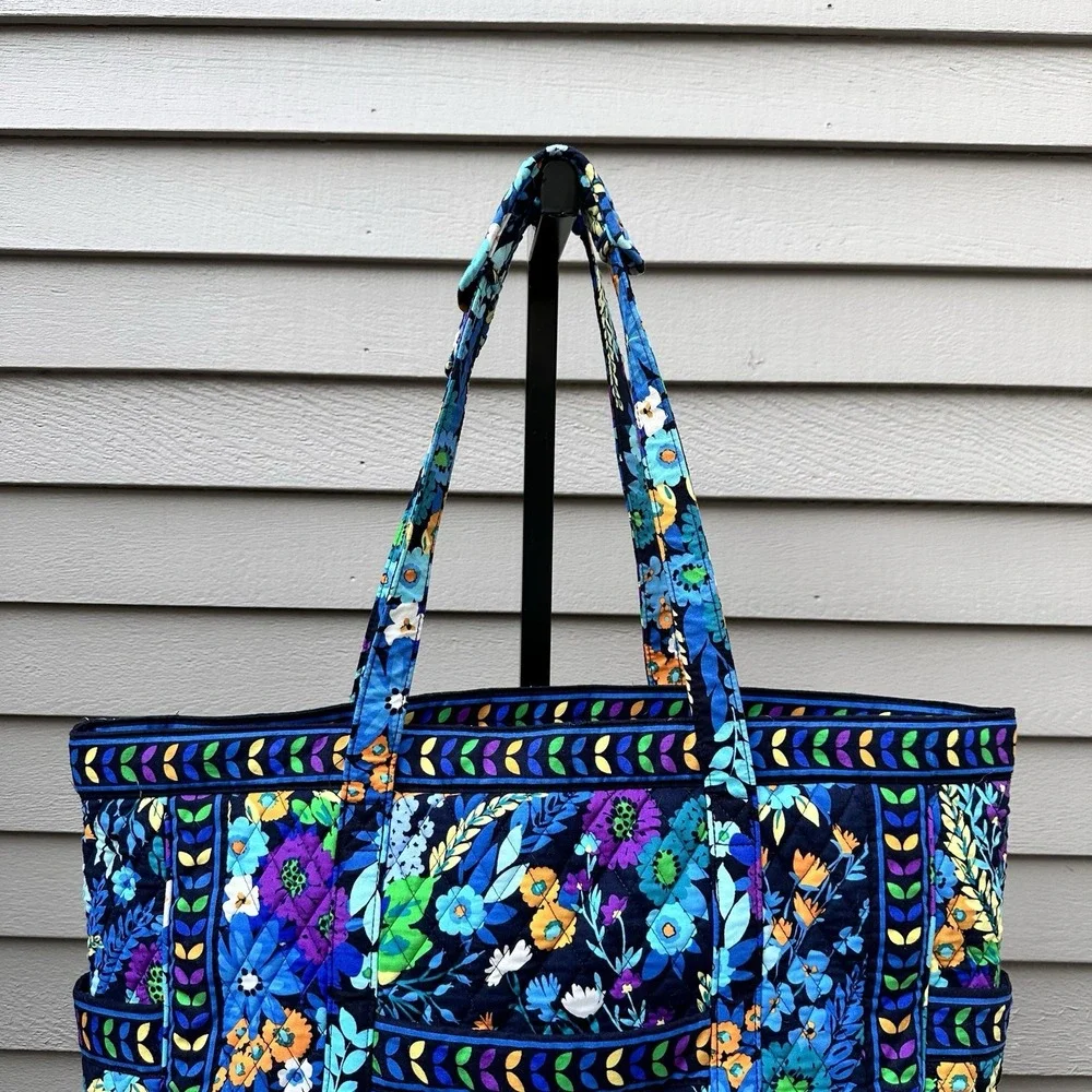 Vera Bradley Miller XL Tote Diaper Bag Midnight Blues Floral Travel Shoulder Bag